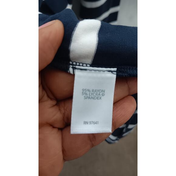 J. Jill Wearever Navy Blue White Striped Jersey Knit Cardigan Sweater in XL - Picture 4 of 5